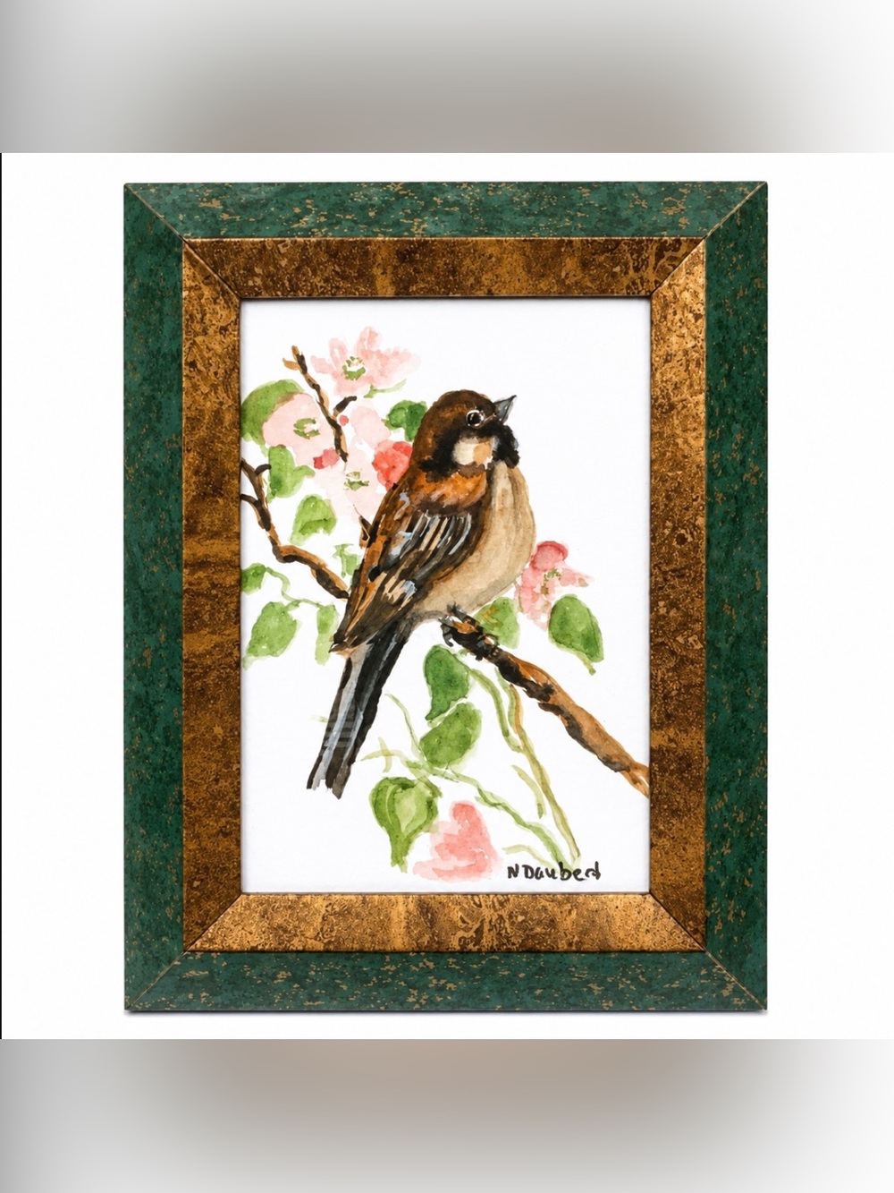 Bird Print Framed Darling Signed N Daubert
